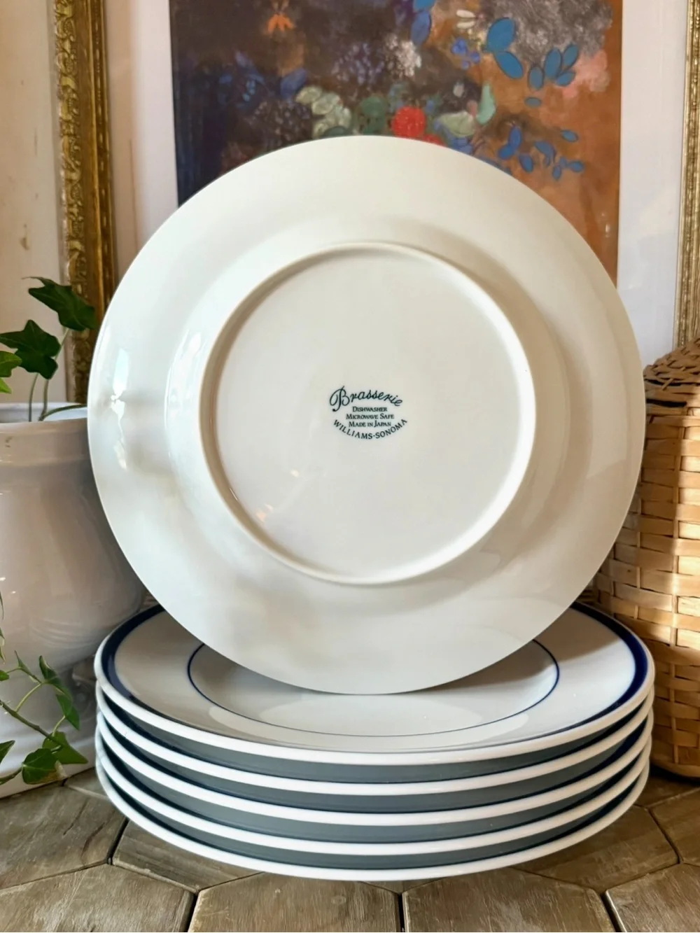 Williams Sonoma “Brasserie” Blue Stripe - Dinner Plates 11